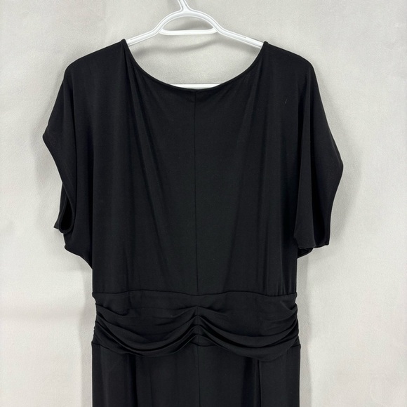 $98 NWT Ann Taylor loft Black Cap Sleeve Cinched Waist knee length Size Large - Picture 8 of 11
